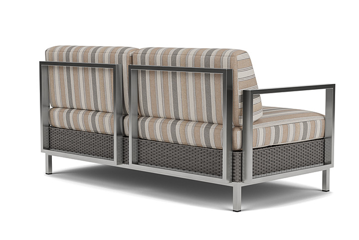 Lloyd Flanders™ Elements Settee with Stainless Steel Arms and Back - Pewter