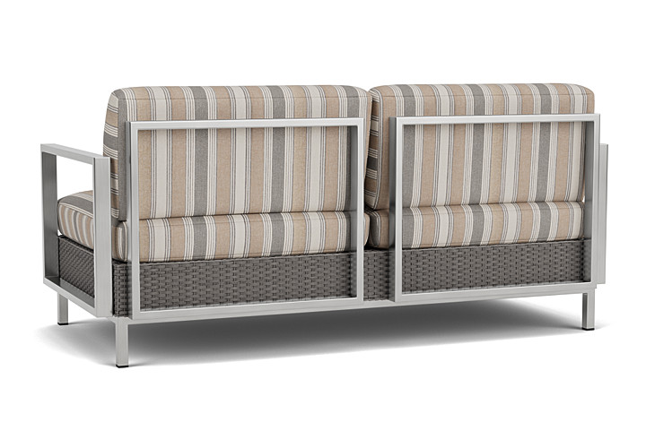 Lloyd Flanders™ Elements Settee with Stainless Steel Arms and Back - Pewter