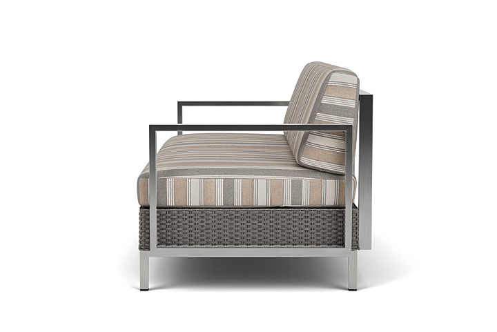 Lloyd Flanders™ Elements Settee with Stainless Steel Arms and Back - Pewter