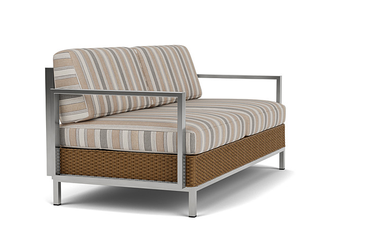 Lloyd Flanders™ Elements Settee with Stainless Steel Arms and Back - Hickory