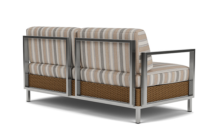 Lloyd Flanders™ Elements Settee with Stainless Steel Arms and Back - Hickory