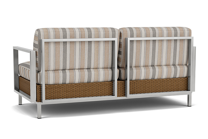 Lloyd Flanders™ Elements Settee with Stainless Steel Arms and Back - Hickory