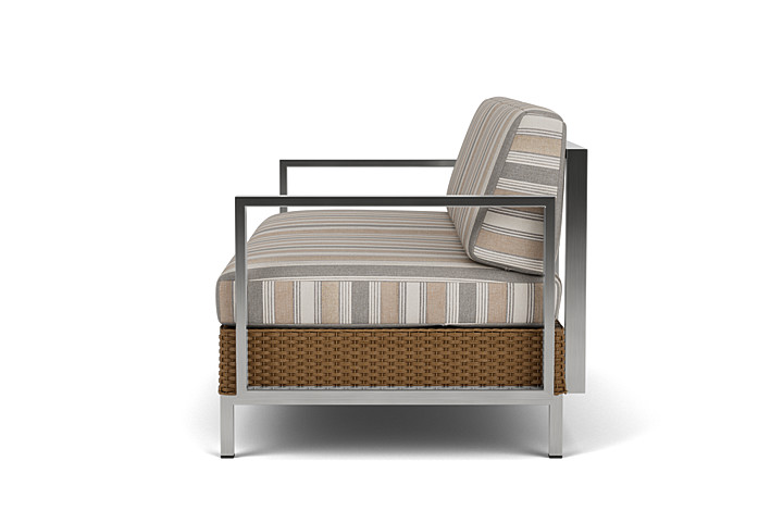 Lloyd Flanders™ Elements Settee with Stainless Steel Arms and Back - Hickory