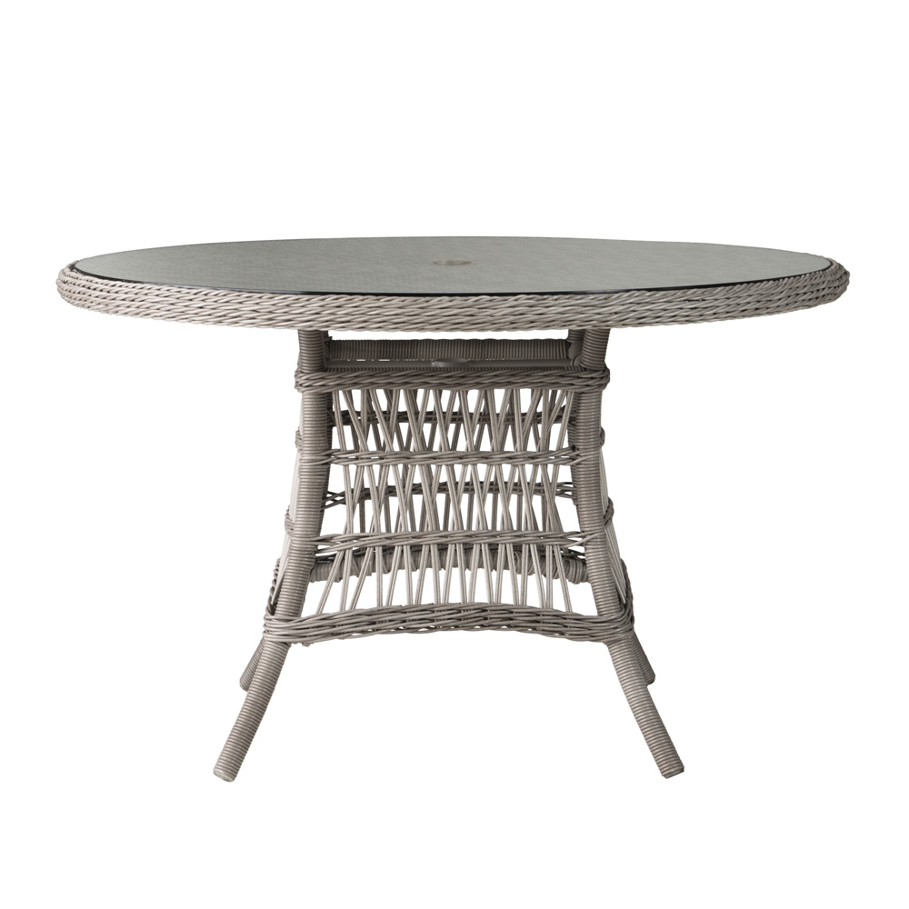 Lloyd Flanders - Mackinac 48" Round Umbrella Dining Table with Woven Top