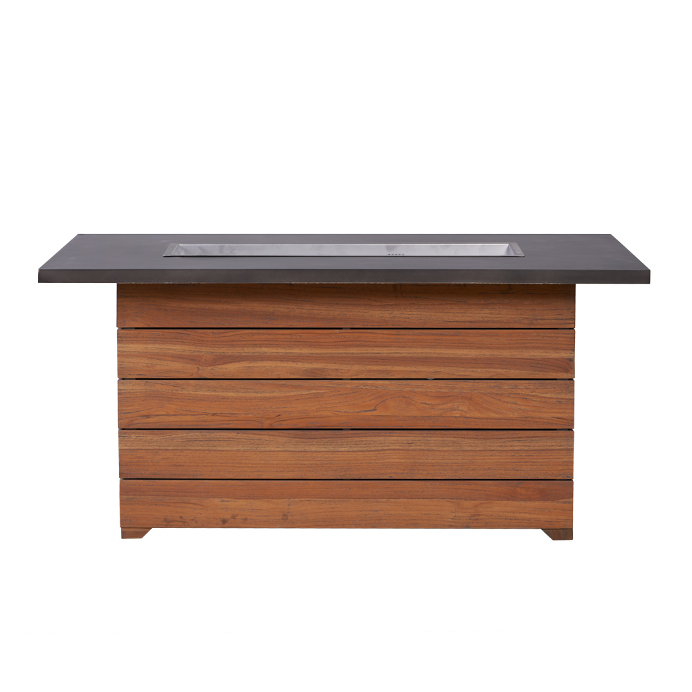 Lloyd Flanders - Teak 52" Rect. Fire Table with Faux Concrete Top