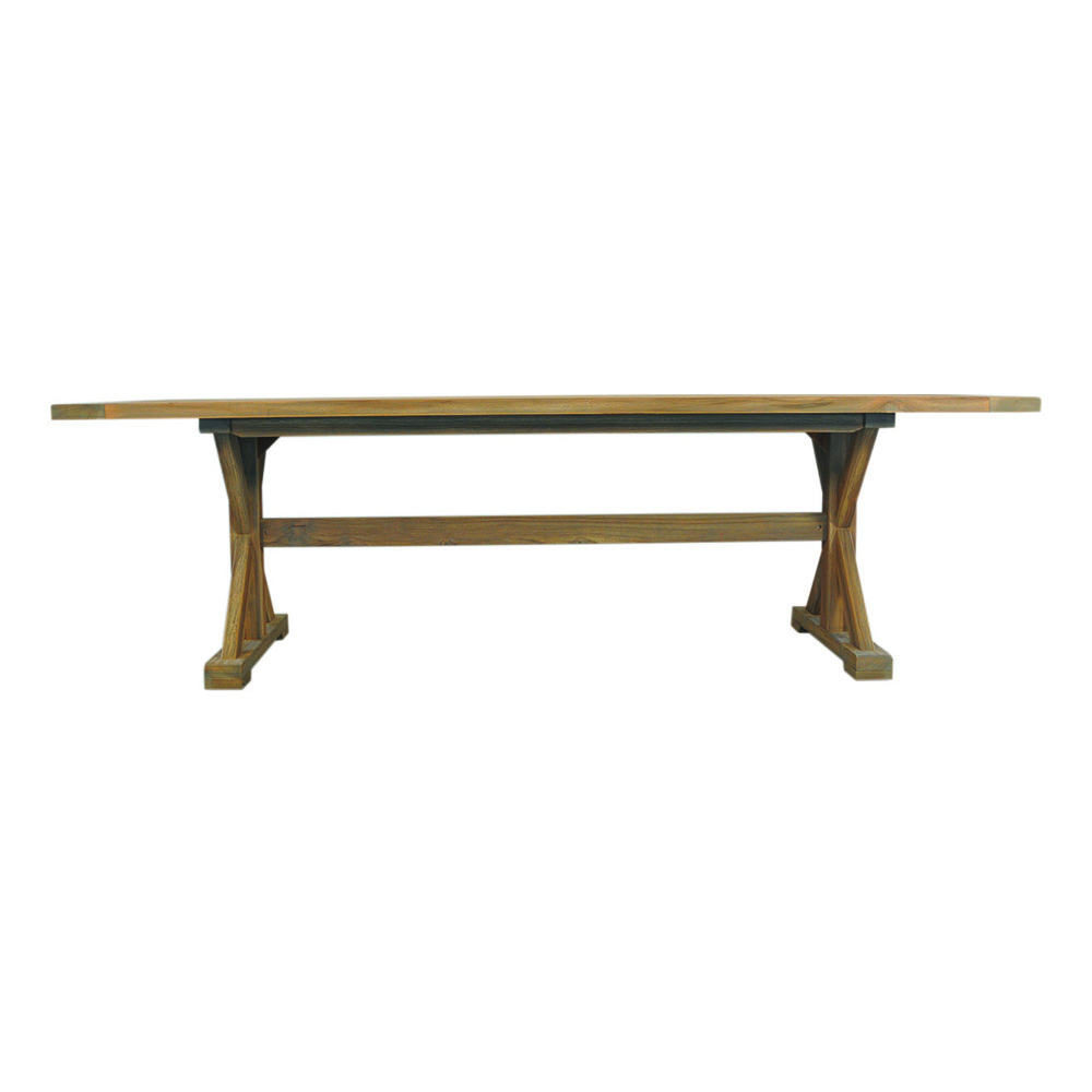 Lloyd Flanders - Teak 99" Rectangular Trestle Base Dining Table