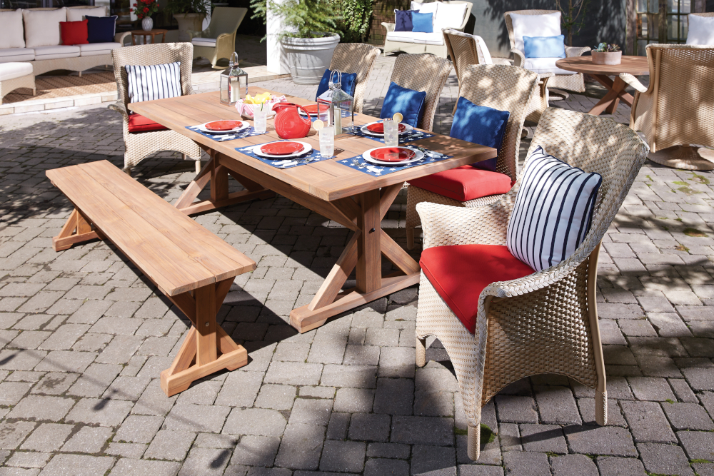 Lloyd Flanders - Teak 79" Dining Bench