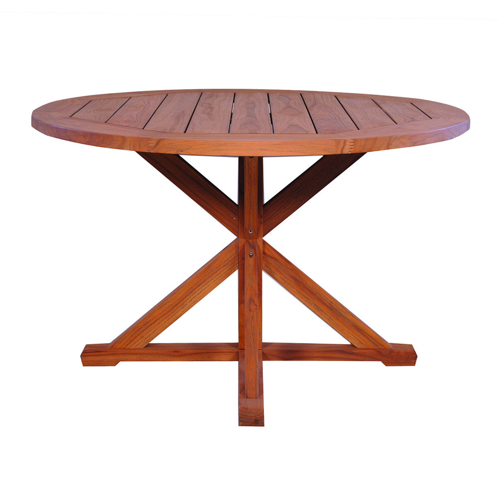 Lloyd Flanders - Teak 48" Round Cross Base Dining Table