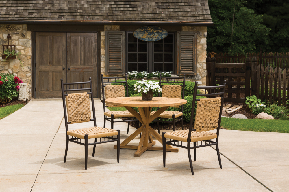 Lloyd Flanders - Teak 48" Round Cross Base Dining Table