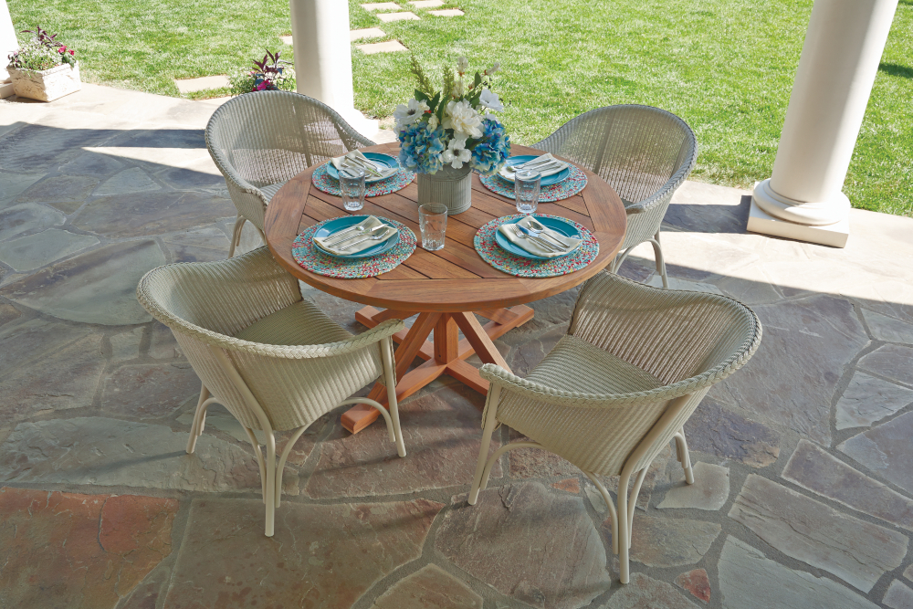 Lloyd Flanders - Teak 48" Round Cross Base Dining Table