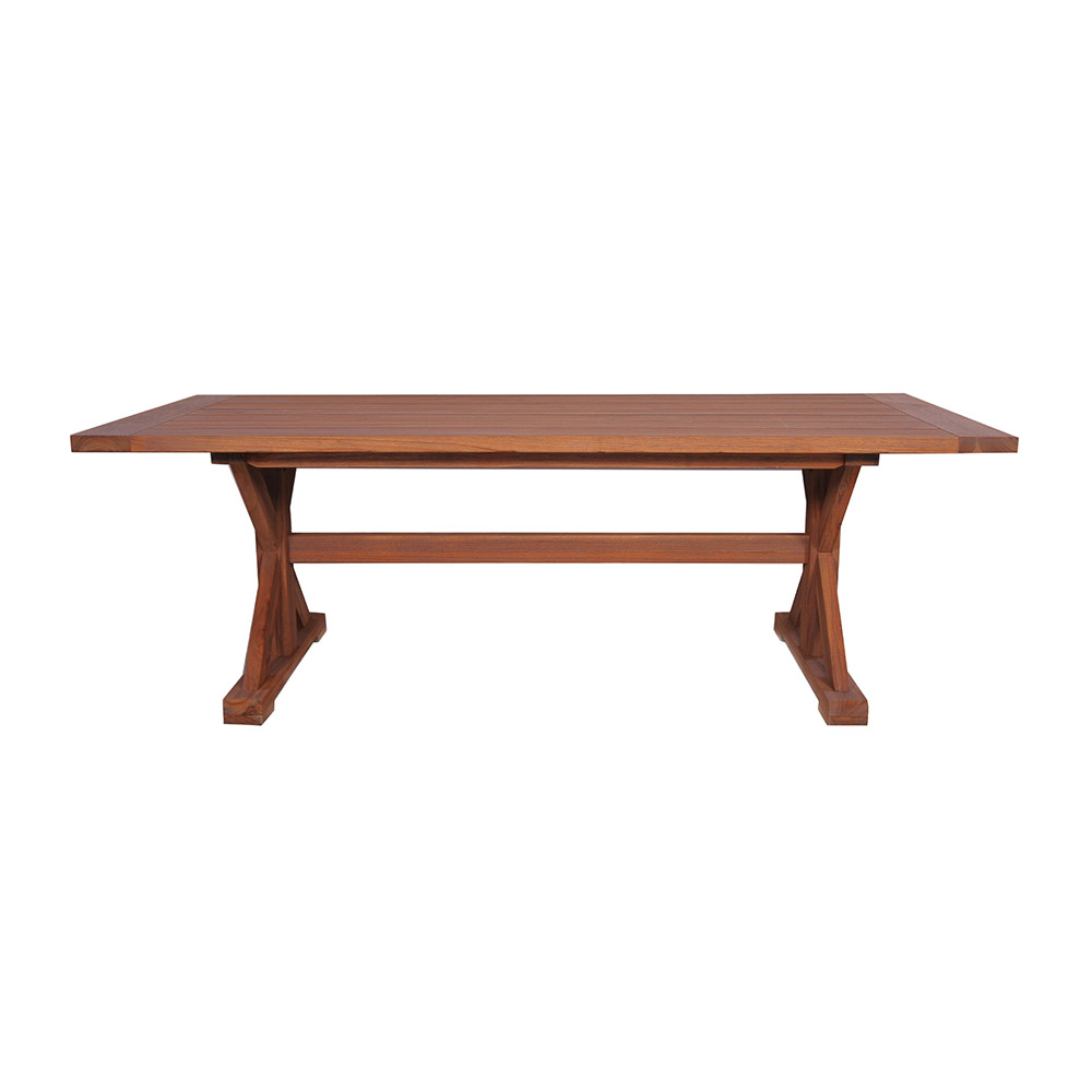 Lloyd Flanders - Teak 87" Rectangular Trestle Base Dining Table