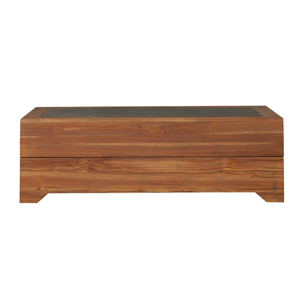 Lloyd Flanders - Teak 54" Rect. Cocktail Table with Faux Concrete Inset