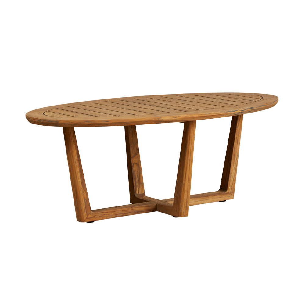 Lloyd Flanders - Teak 48" Oval Sled Base Cocktail Table