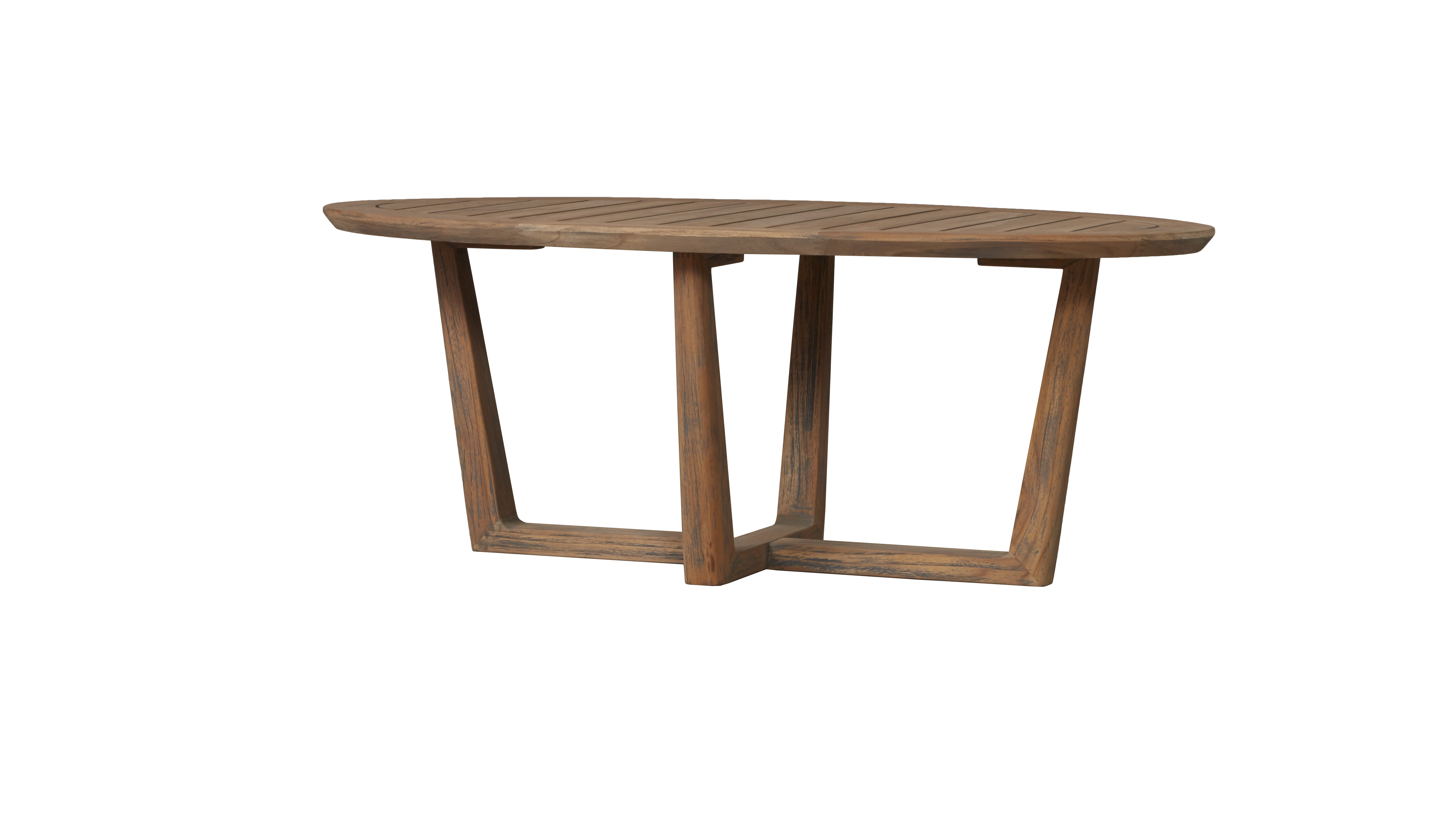 Lloyd Flanders - Teak 48" Oval Sled Base Cocktail Table