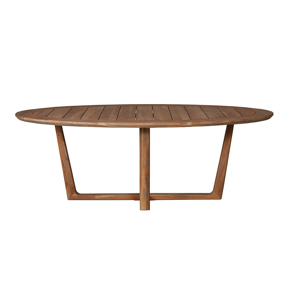 Lloyd Flanders - Teak 84" Oval Sled Base Dining Table