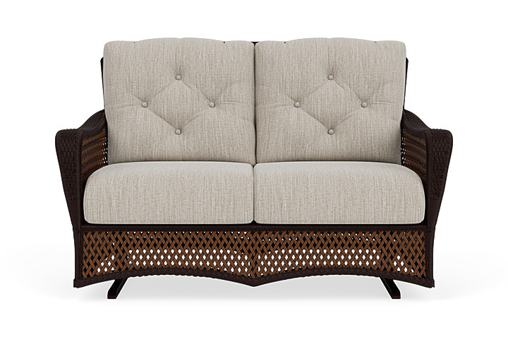 Lloyd Flanders - Grand Traverse Loveseat Glider Loveboat Mint, Caramel