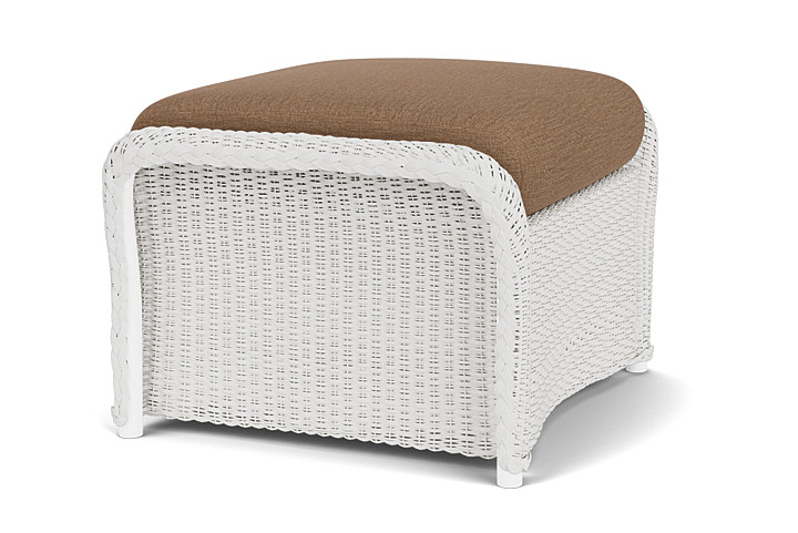 Lloyd Flanders™ Weekend Retreat Woven Ottoman - Matte White, Canvas Natural