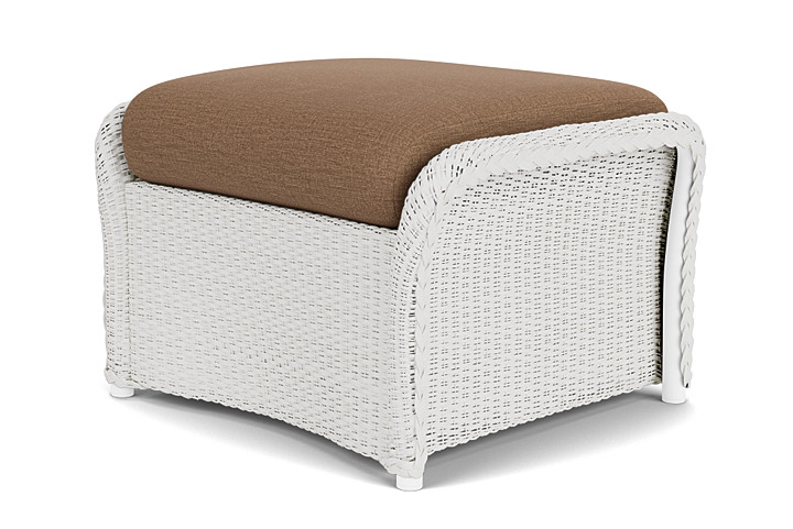 Lloyd Flanders™ Weekend Retreat Woven Ottoman - Matte White, Canvas Natural