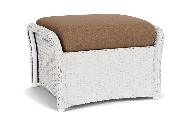 Lloyd Flanders™ Weekend Retreat Woven Ottoman - Matte White, Canvas Natural