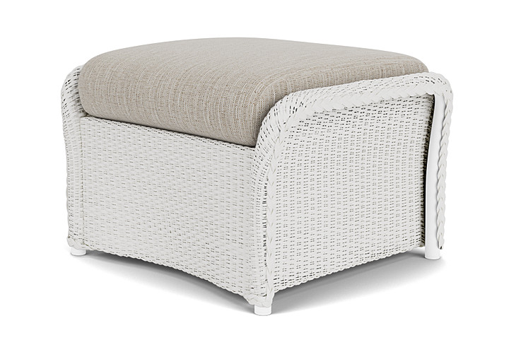 Lloyd Flanders™ Weekend Retreat Woven Ottoman - Matte White, Callen Celadon