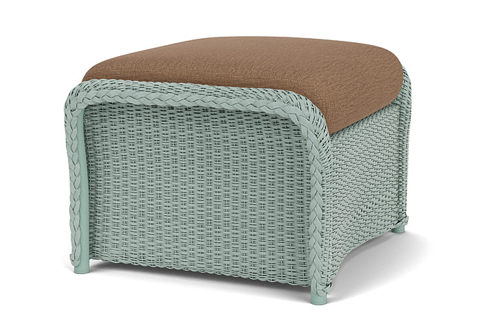 Lloyd Flanders™ Weekend Retreat Woven Ottoman - Sea Glass, Canvas Natural