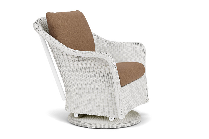 Lloyd Flanders™ Weekend Retreat Swivel Glider Lounge Chair - Matte White, Canvas Natural