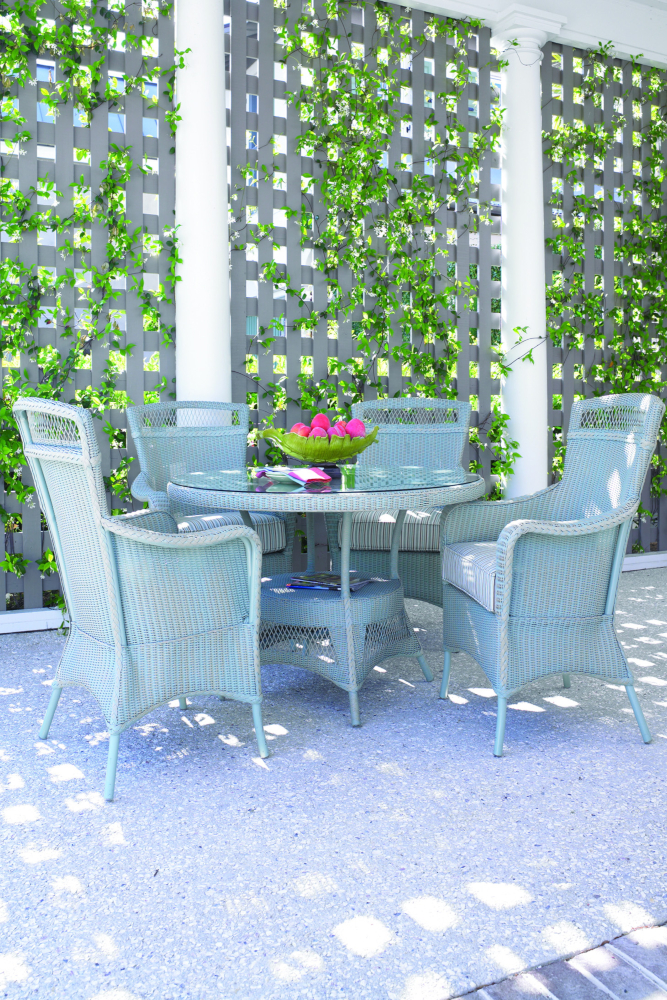 Lloyd Flanders™ Loom 49" Round Umbrella Dining Table - Denim Blue