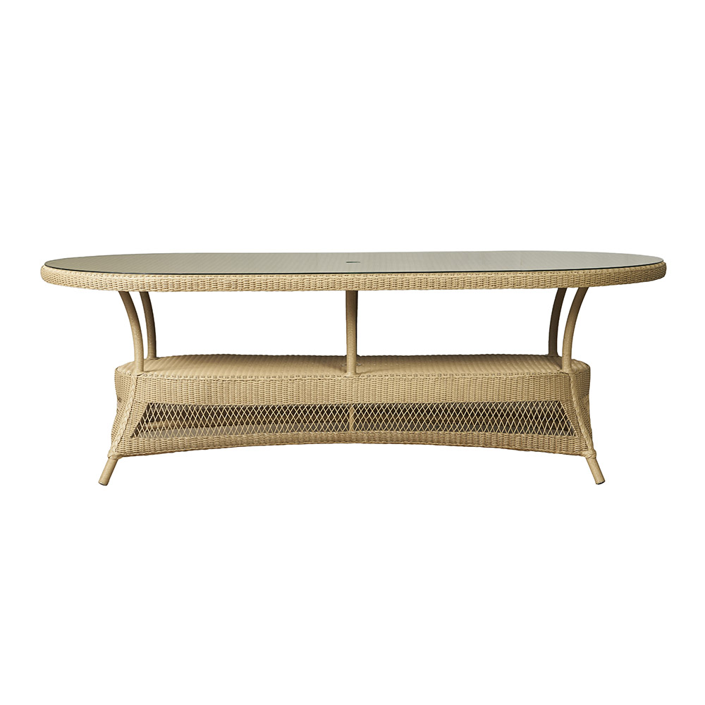 Lloyd Flanders™ Loom 85" Oval Umbrella Dining Table - Linen