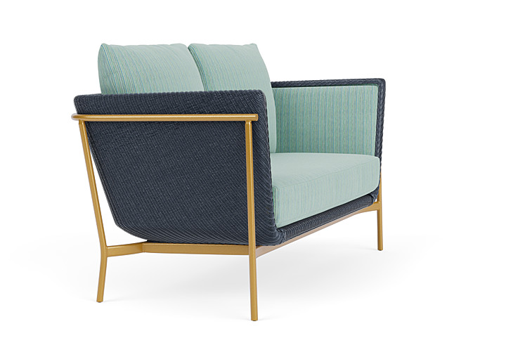 Lloyd Flanders™ Solstice Loveseat  - Denim Blue, Metallic Gold