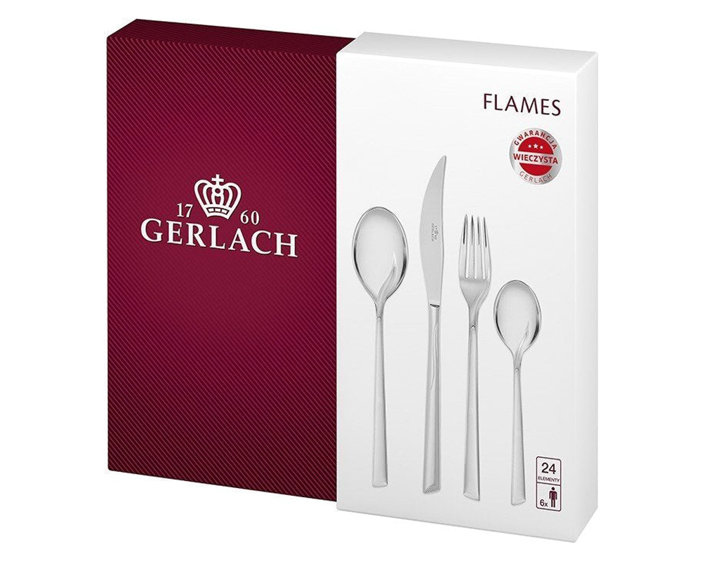 Maxima - Flames 24-Piece Flatware Set in Steel