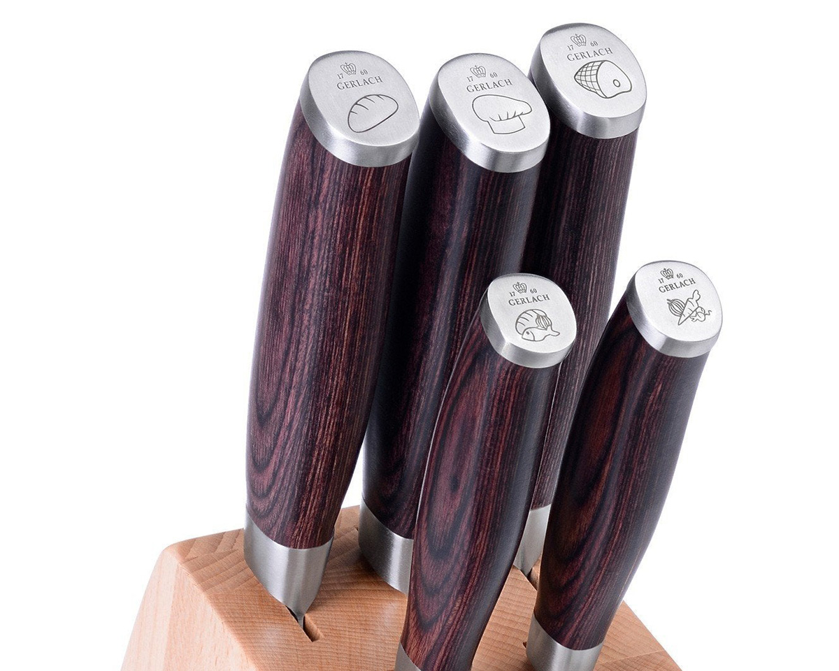 Maxima - Deco 6-Piece Knife Block Set in Wood