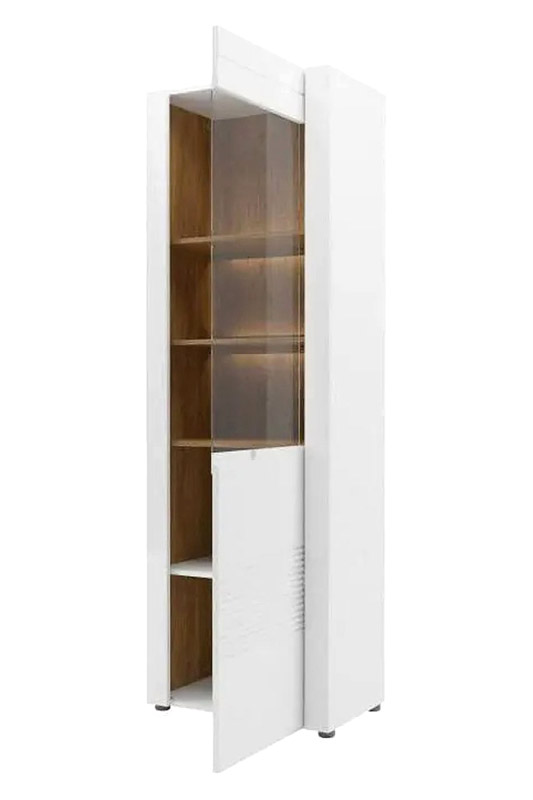 Maxima™ Belfort Display Cabinet - White/Walnut, Right Side