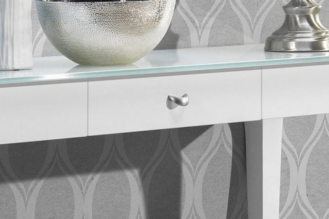 Maxima - Retro Glass Top Console Table in Tempered Glass/Natural Beech