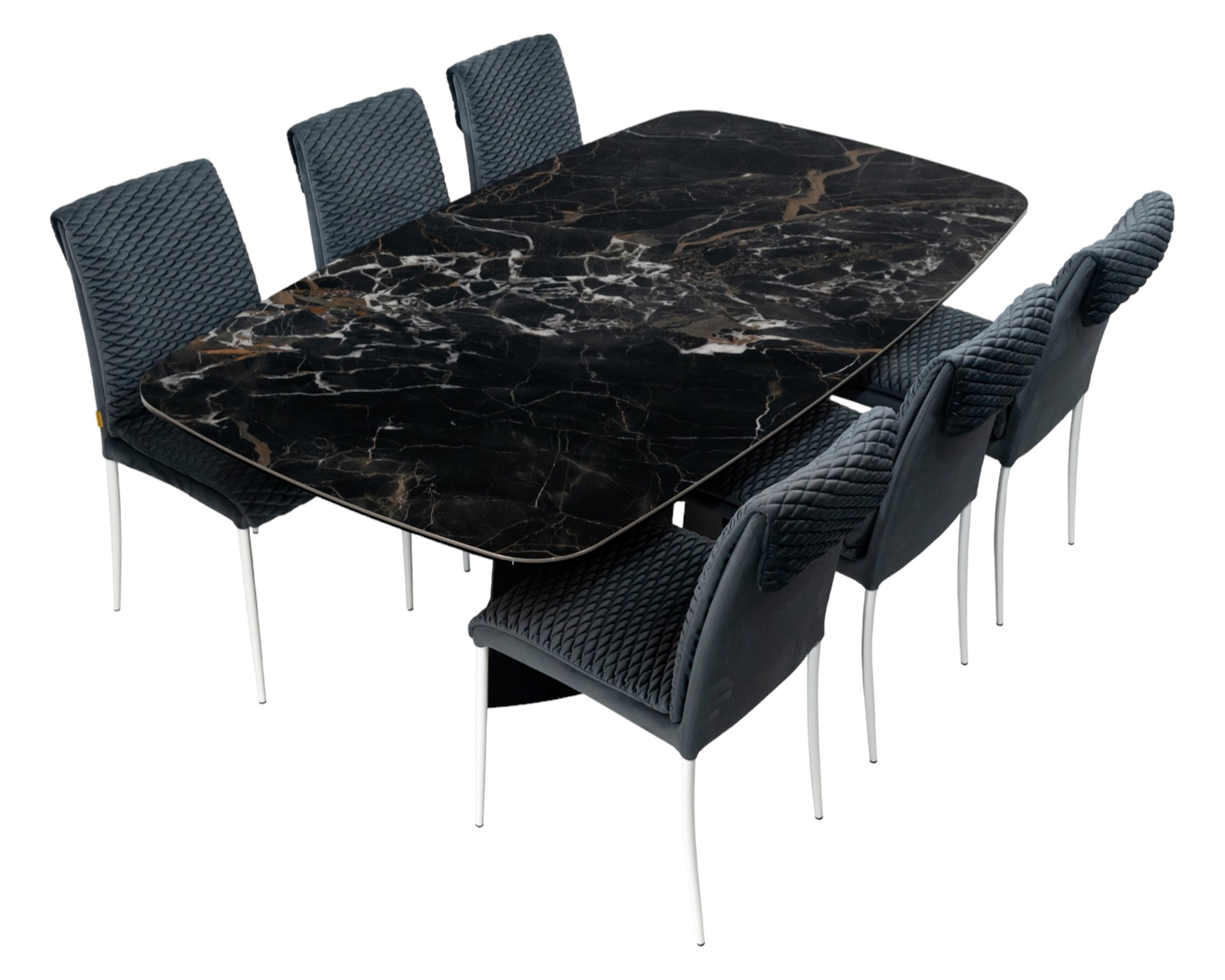 Maxima - Mattia Dining Set in Gray, Marble