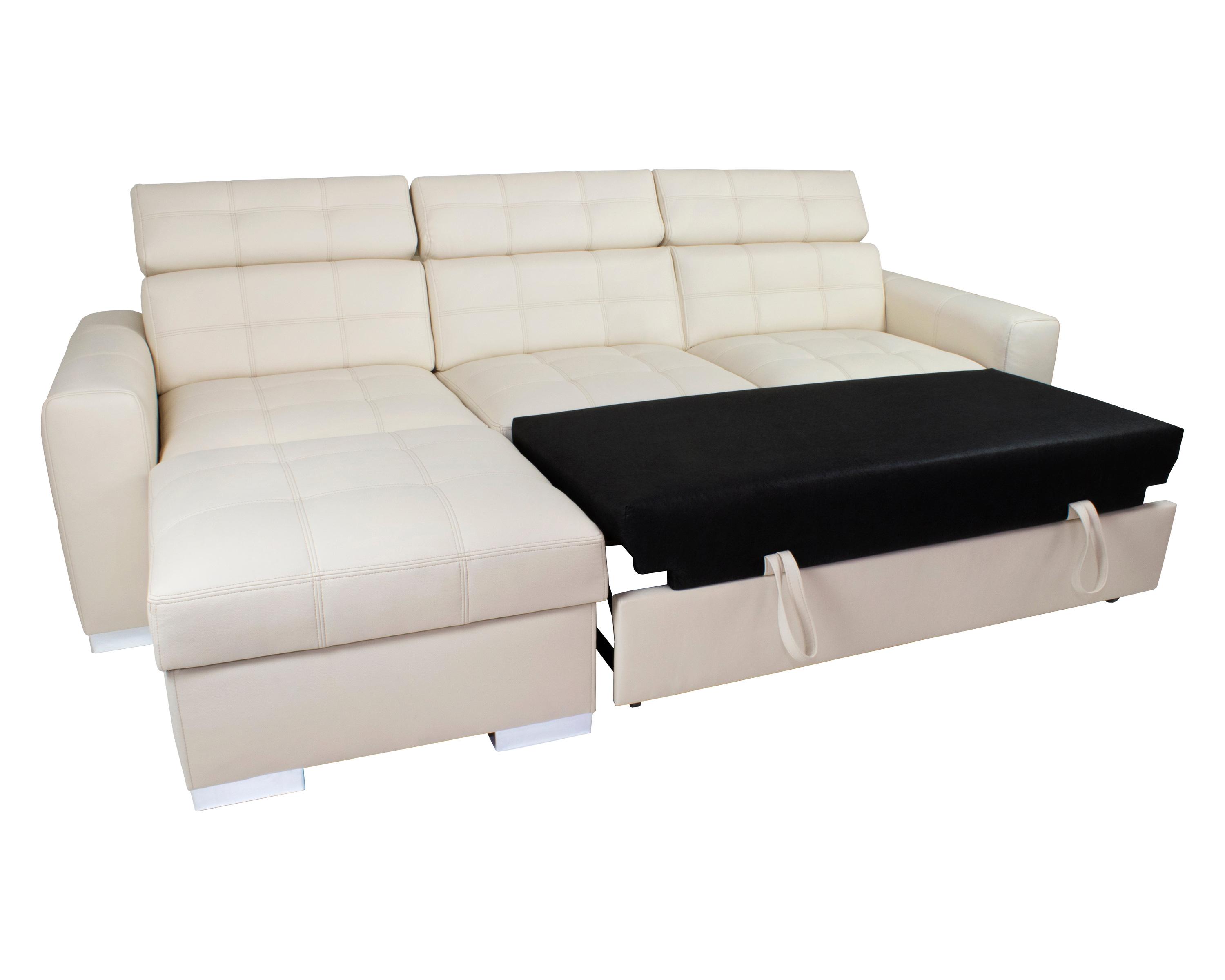 Maxima Irys Small Sleeper Sectional - White, Left Corner