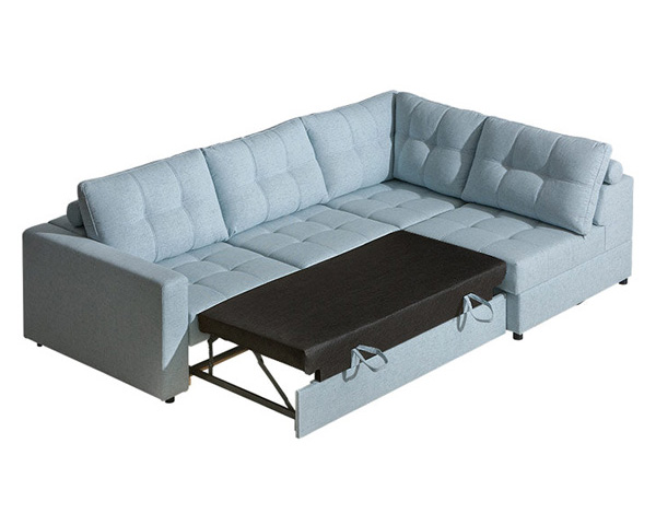 Maxima Mena Sectional Sleeper Sofa - Light Blue, Right Corner