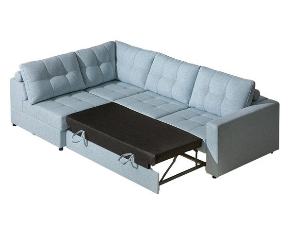 Maxima Mena Sectional Sleeper Sofa - Light Blue, Left Corner