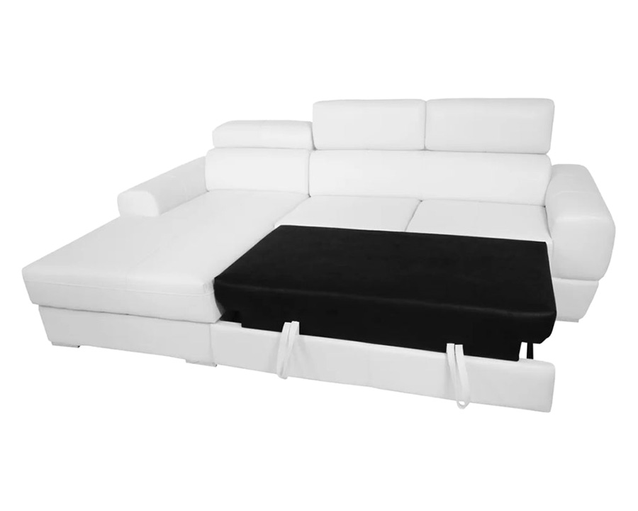 Maxima Vento Sleeper Sectional - White, Left Corner