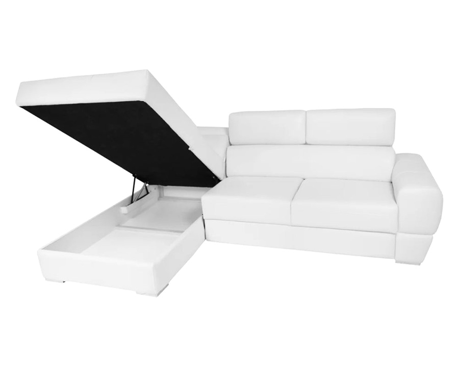 Maxima Vento Sleeper Sectional - White, Left Corner