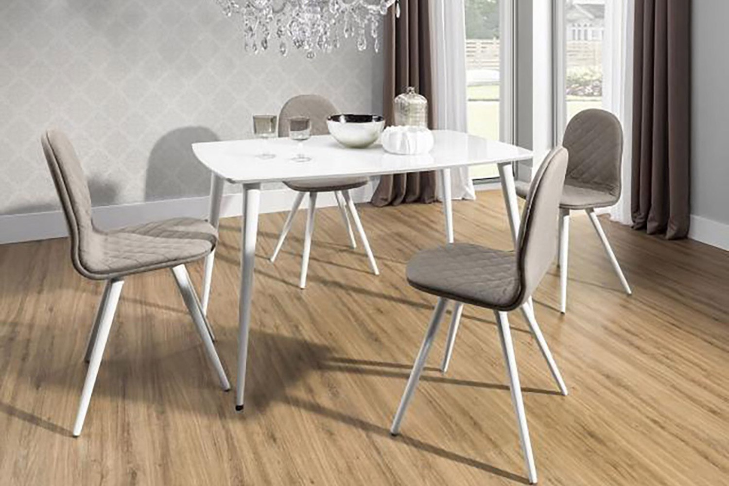 Maxima Essai Rectangular Glass Top Dining Table - White