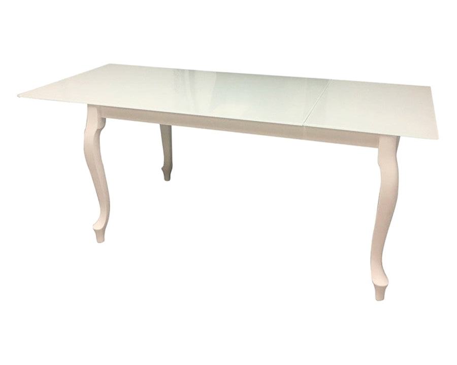 Maxima Retro Glass Top Dining Table - White