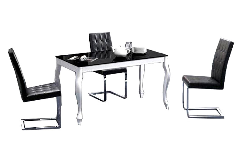 Maxima Retro Glass Top Dining Table - Black/White