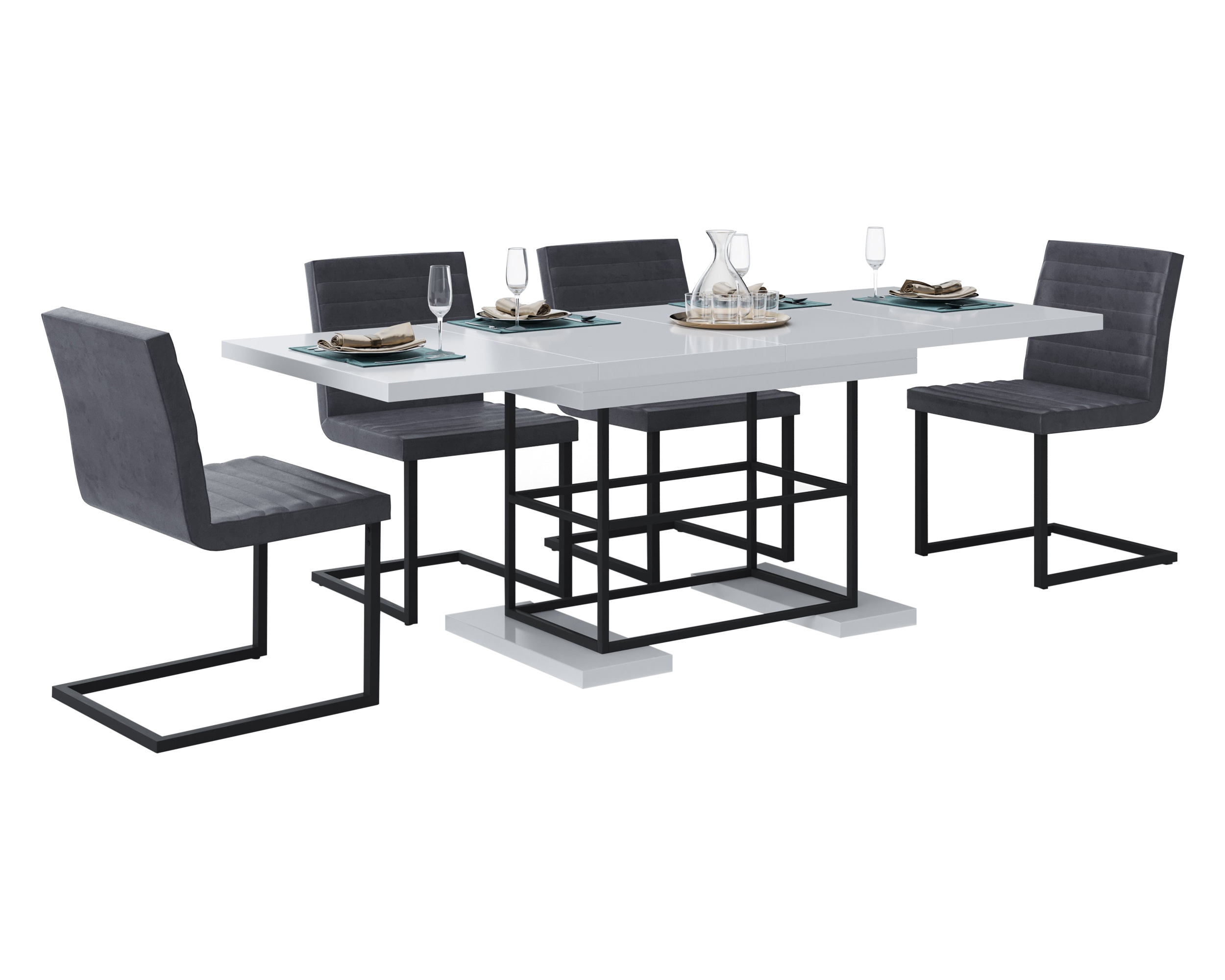 Maxima - Anie Dining Set with 2 Self-Storing Leaves Plus 6 Chairs