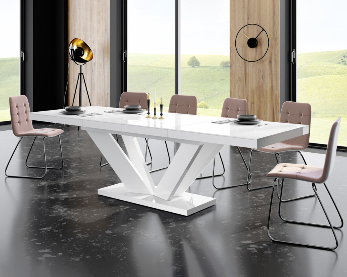 Maxima Aviv Extendable Dining Table - White/Black