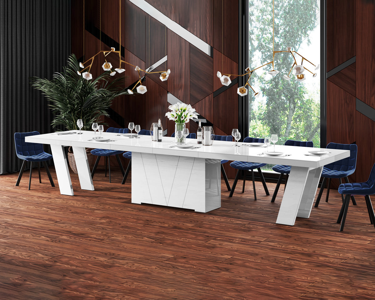 Maxima - Aleta Dining Table with 4 Extension Leaves for up to 20 People