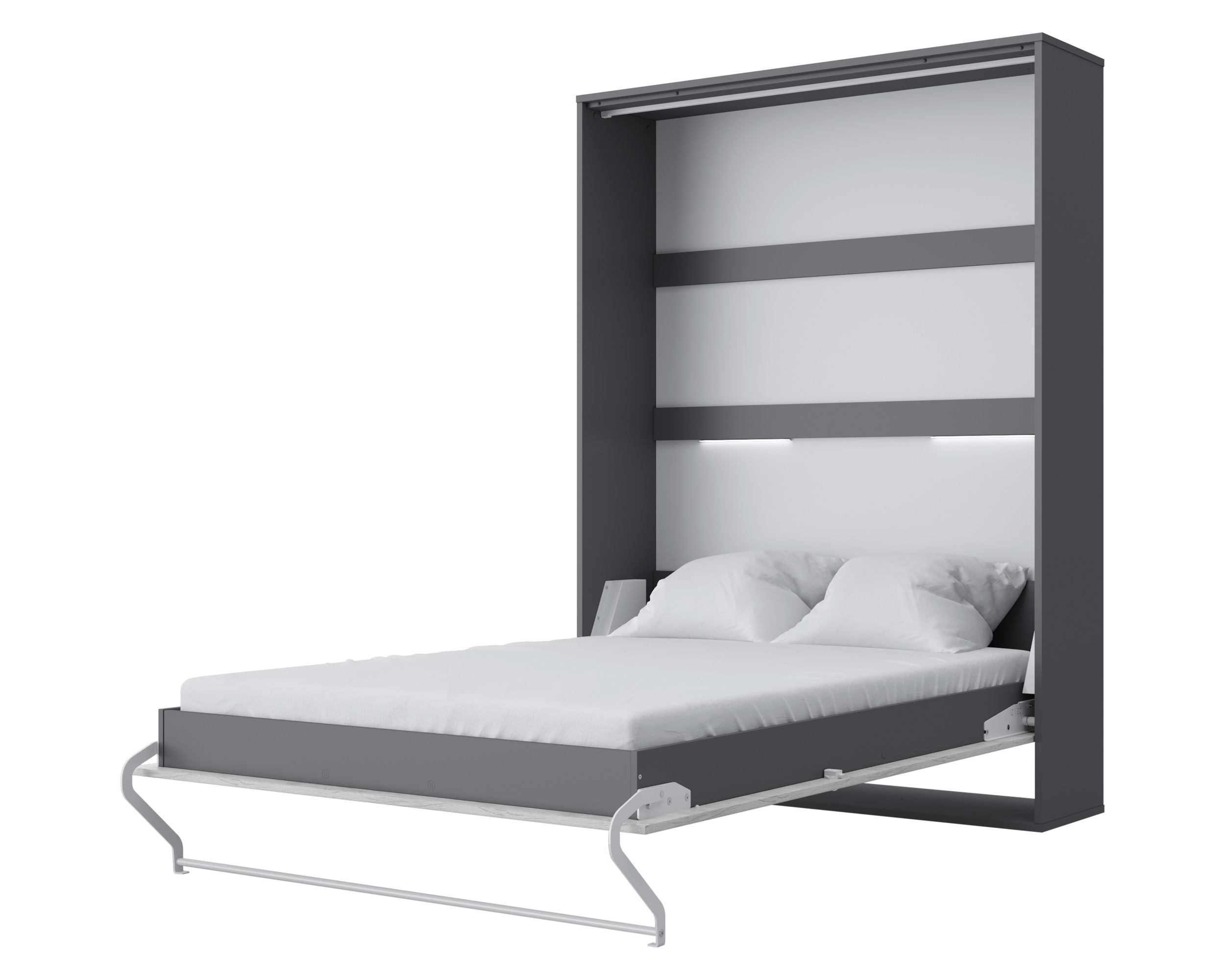 Maxima Inverto Murphy Vertical Bed with mattress and LED included - Gray/White, Full XL Size