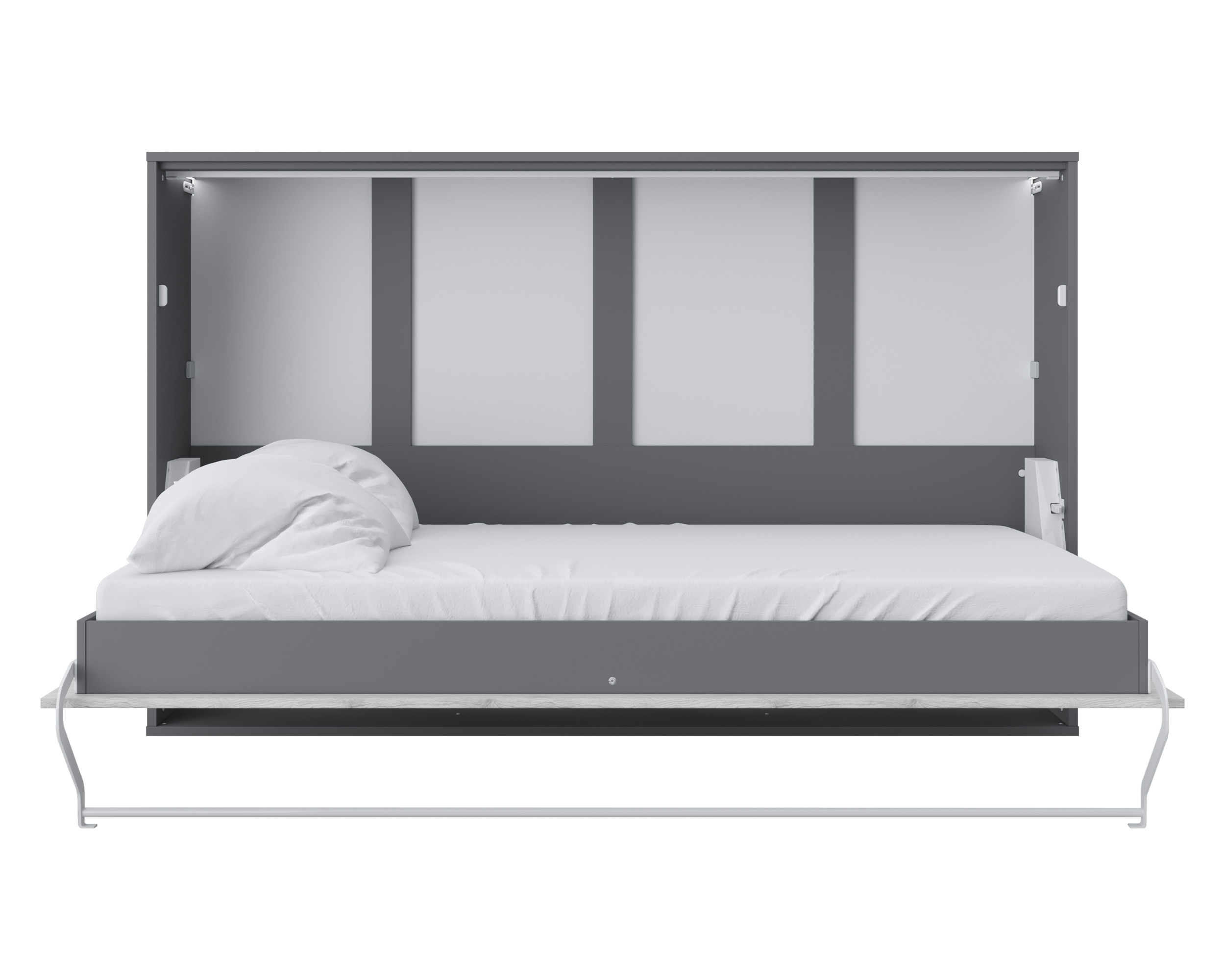 Maxima Inverto Murphy Horizontal Bed with LED and Mattress - White/Gray, Full Size