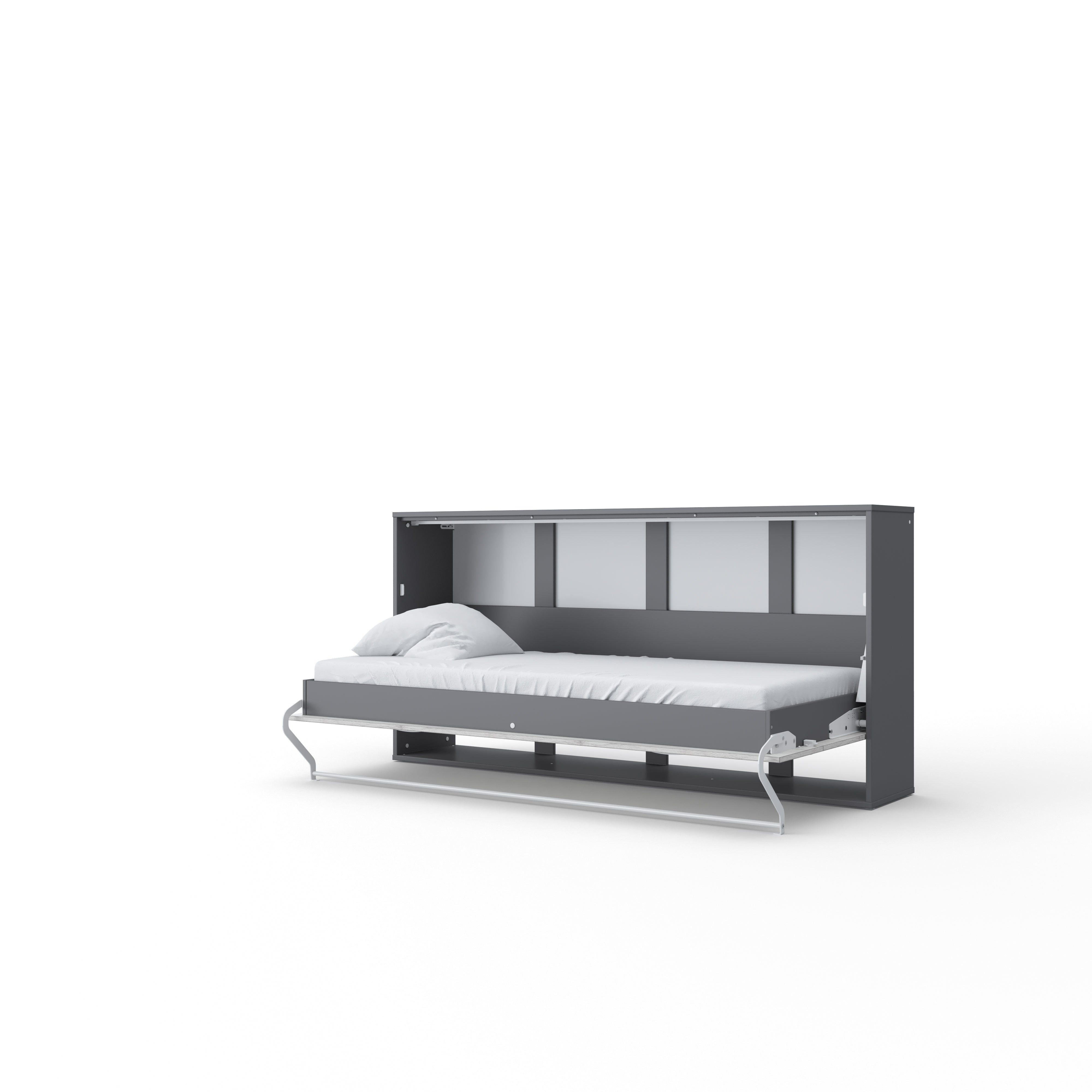 Maxima Inverto Murphy Horizontal Bed with Mattress - White/Slate Gray, Twin Size