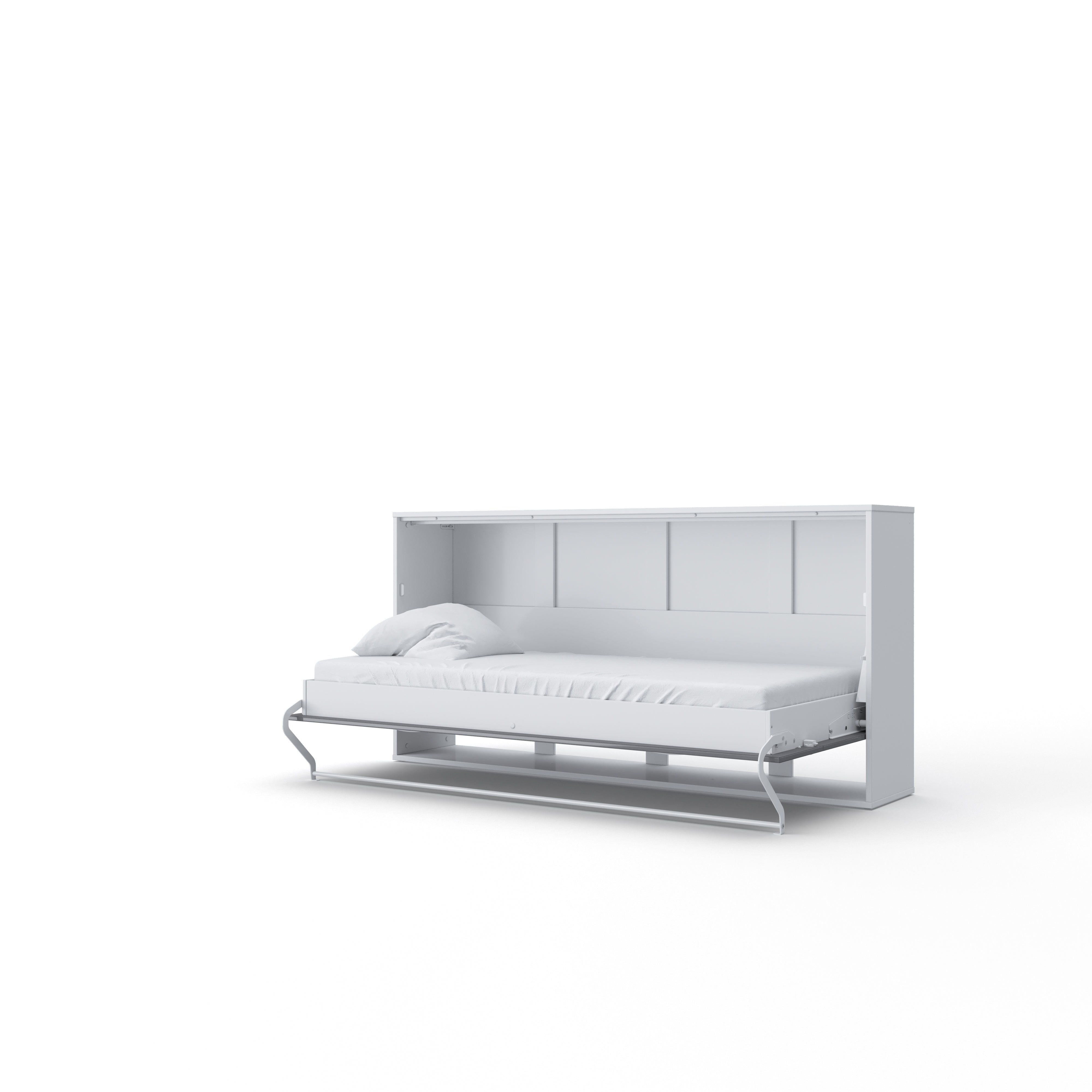 Maxima Inverto Murphy Horizontal Bed with Mattress - White/Gray, Twin Size