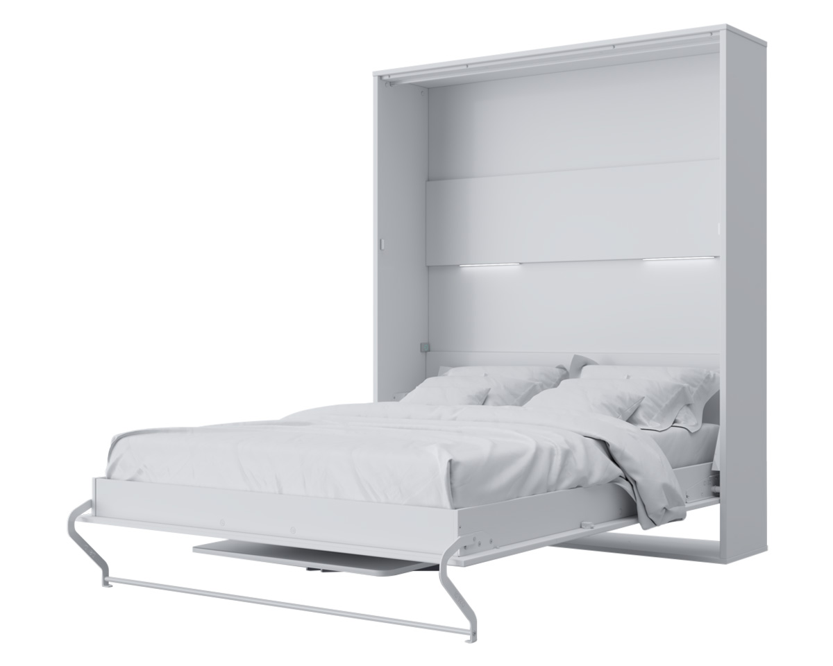 Maxima Inverto Murphy Vertical Bed with Desk - White, Queen Size